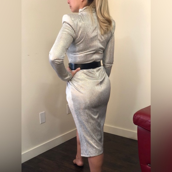 BLITHE Retro Silver/Golden long sleeve dress, size small, asymmetrical, BNWT - Picture 8 of 8